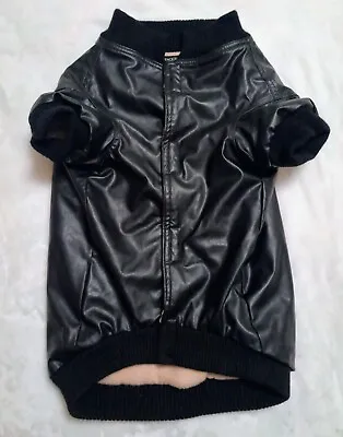 $17 • Buy Zack & Zoey Dog Outfit Black Biker Motorcycle Jacket With Leash Hook Size Large
