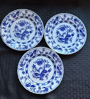 Blue Onion ~ Vienna Woods Fine China 3 Salad/Bread Plates 6.5  Scalloped Edges • $21.50