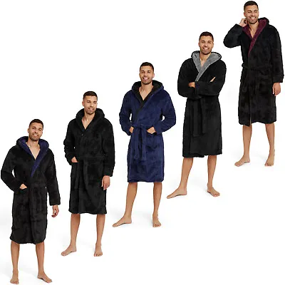 Snuggaroo Mens Soft Fleece Long Sleeve Winter Hooded Lounge Robe Dressing Gown • $32.50