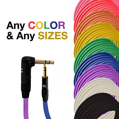 Right Angle 1/4  TRS To 3.5 Balanced Cable Custom Length Color Stereo Connector • $158.49