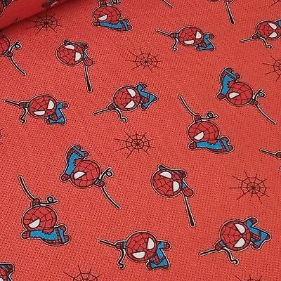 Marvel Comics Mini Spiderman Orange Cotton Dress Quilting Fabric Per 50cm C22 • £1.50