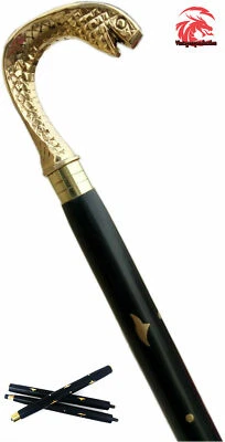 $28.51 • Buy Vintage Designer Brass Handle Antique Style Victorian Cane Wooden Walking Stick