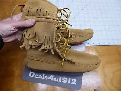 MINNETONKA Fringe Suede Leather Chukka Moccasins Boots Women's 9 New No Box • $34.99