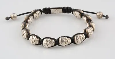 Nialaya Mens Skullbead Sterling Silver Shamballa Bracelet Size 7 Amazing! • $1097.25