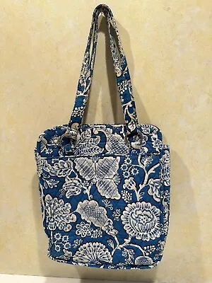 Vera Bradley Perfect Pocket Tote Bag Purse Blue Lagoon White No Fraying Or Tears • $29.99