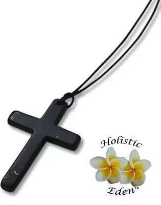 Shungite Cross Pendant Necklace EMF Protection Miracle Healing Stone • $28.95