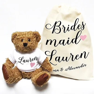 £14.99 • Buy Wedding Teddy Bear Gift | Personalised | Bridesmaid Script