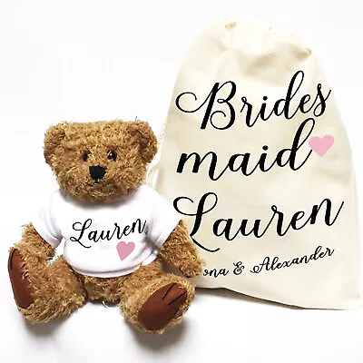 £14.99 • Buy Wedding Teddy Bear Gift | Personalised | Bridesmaid Script