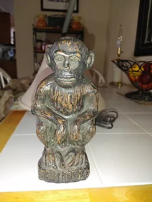 Vintage Wood Monkey Lamp With Finial • $45