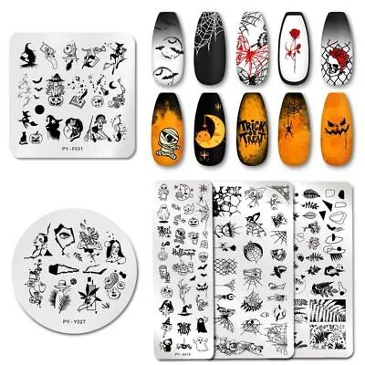 PICT YOU Nail Stamping Plate Halloween Series Image Stencil Nail Art Templates • £1.19