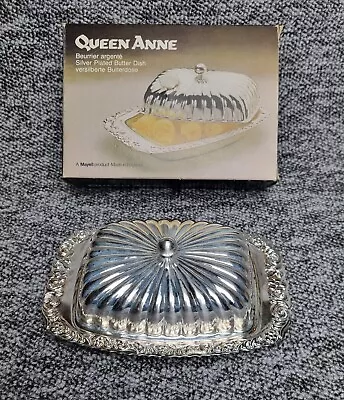£17.99 • Buy Vintage Mayell Queen Anne Butter Dish Silver Plated With Glass Liner