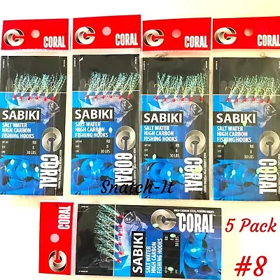 $9.99 • Buy 5 Pack Sabiki Bait Jigs Size 8 Hook , Yakkas , Live Bait Rig Fishing Lures