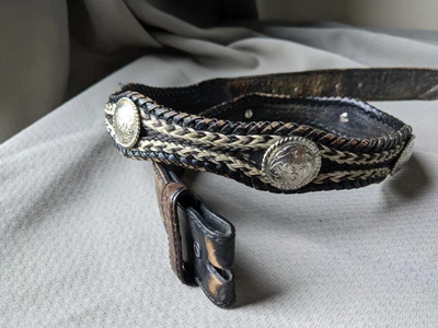 $59.95 • Buy Vintage TONY LAMA Western CONCHO Buckle Belt 36 Indian Print COWBOY Hair