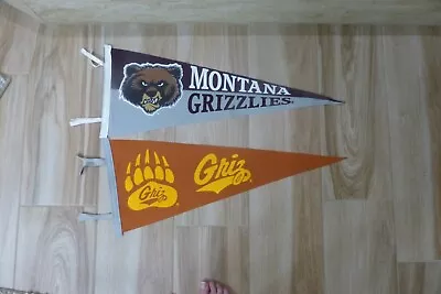 Pennant Felt Vintage Montana Grizzlies 2 Pennants 11.5 X 29   Felt Mint  Registe • $90