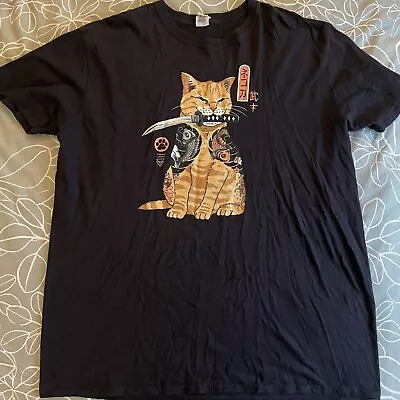 Tattooed Samurai Cat Tshirt XXL Manga • £12.74