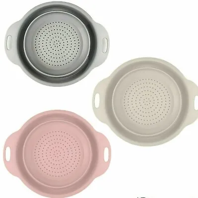 Collapsible Colander Kitchen Drainer Washing Vegetable Food Strainer Basket UK • £7.49