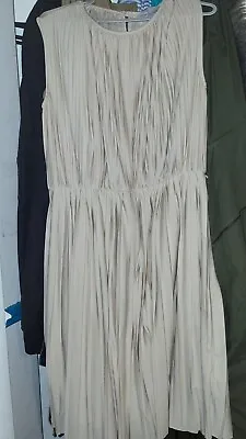 H&M Cream Belted Pleated Dress • £0.99