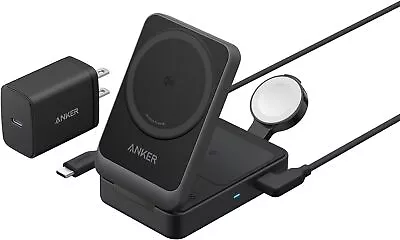 Anker MagGo 3-in-1 Wireless Charging Station Qi2 Certified 15W MagSafe For Apple • $93.49