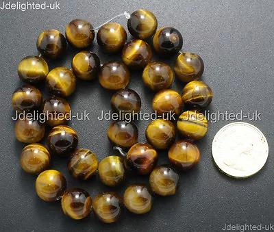 Natural Gemstone Tiger's Eye Round Beads 2mm 4mm 6mm 8mm 10mm 12mm 16mm 15.5  • £5.14