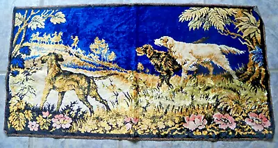 Vintage Italian Tapestry Velvet Wall Hanging - DOGS Retrievers Pointers • $22.50