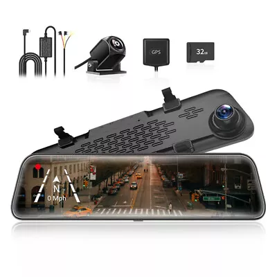 WOLFBOX G840S Dash Camera Mirror 1080P Rear View Dash Cam Free Card Hardwire Kit • $98.99