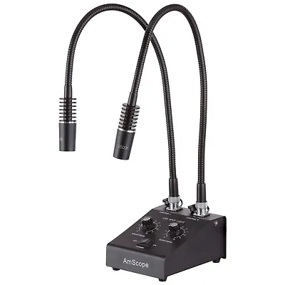 AmScope Powerful LED Dual Gooseneck Microscope Illuminator Adjustable Light • $189.99