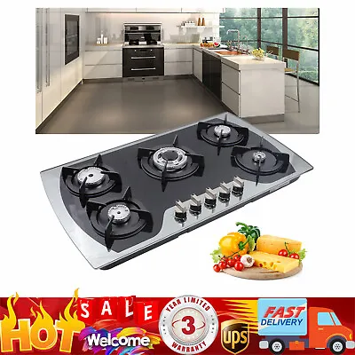 USA 5 Burners Gas Stove 35.4  Built-In Gas Cooktop Natural Gas Propane Stainless • $177.65