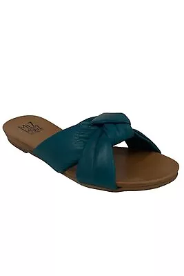 Miz Mooz Leather Knot Detail Slide Sandals Aliza Marine • $49.99