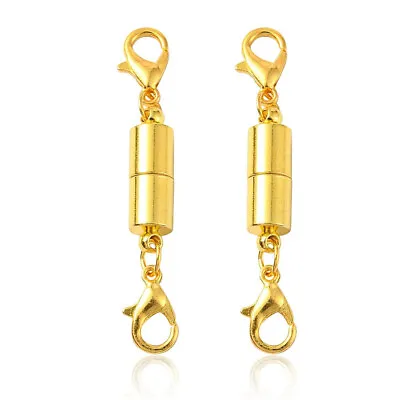 Gold Colour Plated Brass Magnetic Double Lobster Clasp Column 7mm UK • £3.79