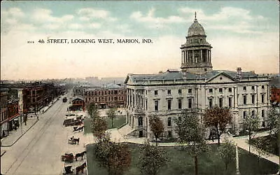 Marion Indiana 4th Street Looking West Horses Buggies Aerial C1910 Postcard • $6.29