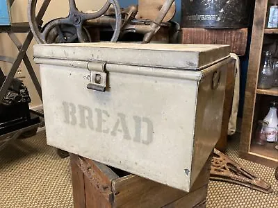 Vintage Metal Bread Box Antique Storage Tin ￼ Country Farmhouse Primitive Decor • $120