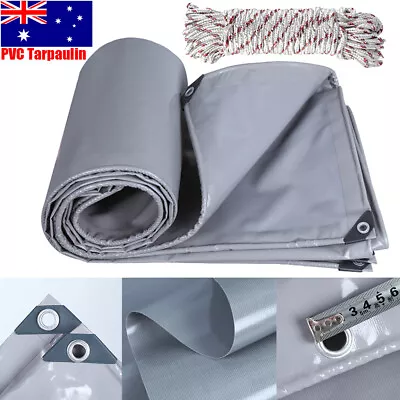 Tarpaulin Tarp Canvas Camping Poly Tarps Heavy Duty PVC Car Cover Tent 440gsm • $94.99