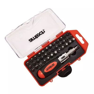38pc STUBBY RATCHET SCREWDRIVER & BIT SET TORX SLOTTED PHILLIPS HEX POZI 25mm • £7.99