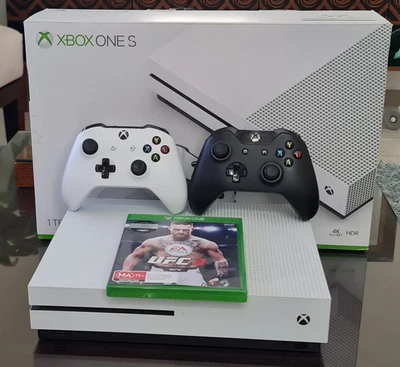 $250 • Buy Microsoft Xbox One S 500GB - White With 2 Controllers & UFC 3-Read Description 