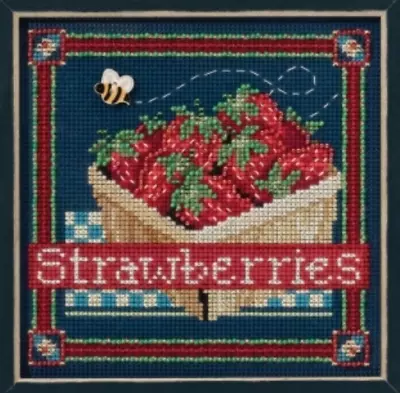 Mill Hill Cross Stitch Kit Strawberries Buttons & Beads 2016 Spring Series • $15.49