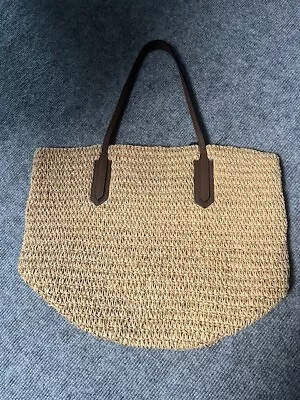 J Crew Ladies Straw/Raffia Leather Straps Carry Bag Holiday New BNWT • £1.20