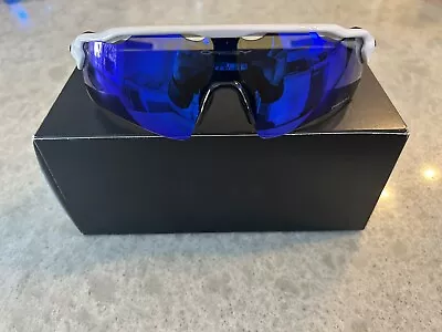 New Oakley RADAR EV WHITE Polished Sky PRIZM Sapphire Blue Sunglass 9208 TRENDY! • $120