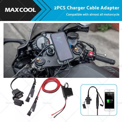 2PCS Waterproof Motorcycle Bike SAE To USB Charger Cable Adapter For GPS Phone • $17.10