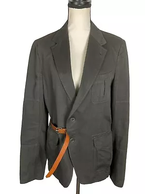 DRIES VAN NOTEN  Designer Safari Padded Elbow Leather Trim Jacket Size 48 • $399