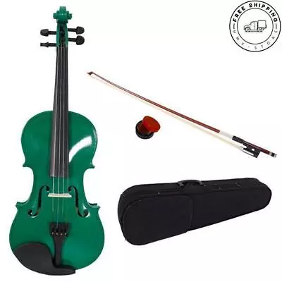 New Hot Sale 4/4 Acoustic Violin Set + Case + Bow + Rosin Green ColorUS Stock • $55.27