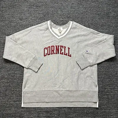 Vintage Cornell Champion Reverse Weave Sweatshirt XL Gray V-Neck Side Vented • $67.28