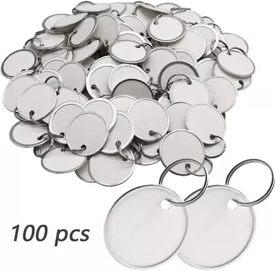 100-Pack 1.2 Inch Blank Paper Key Label Tags With Metal Rimmed Rings White NEW • $14.50