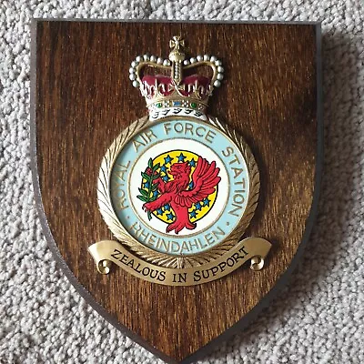 £42 • Buy Vintage Royal Air Force Plaque Shield RAF STATION RHEINDAHLEN