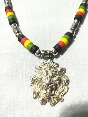 Male Lion Head Lion Of Judah Cast American Pewter Pendant On 17  Rasta Necklace • $17.99