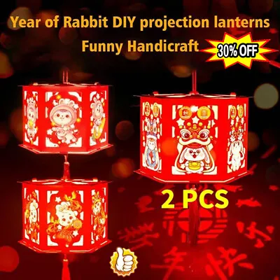 £4.30 • Buy 2Pcs Festival Chinese New Year Rabbit DIY Paper Lantern Handmade-Red-Bunny-Decor