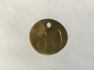 Vintage Number 30 Tag Brass Metal Numbered Keychain Stamped Cattle Tag Mining • $10.95