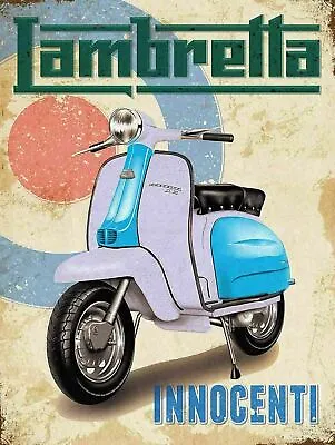 LAMBRETTA SCOOTERS Retro Vintage Style Metal Sign/plaque Man Cave Shed Bar Pub • £7.99