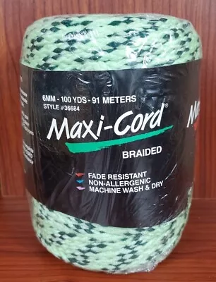 Maxi-Cord Braided Polypropylene 6mm 100YDS 91 Meters Green/green Macrame • $14.99