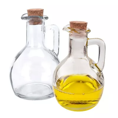 Olive Oil Bottle Pourer Glass Vinegar Drizzler Dispenser With Cork Lid 150ml X2 • £7.99