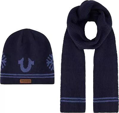 True Religion Beanie Hat And Scarf Set Ribbed Long Winter Knit Cap And Scarf Wi • $56.86